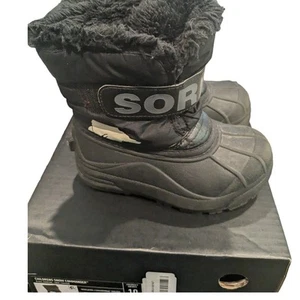  Sorel Snow Commander Winter Boots Black Children's  Little Kids 10 - Picture 1 of 5