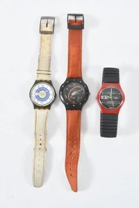 N89B84- 3x Swatch Armbanduhr ua Lederarmband 1x Olympische Spiele 1996 - Picture 1 of 12