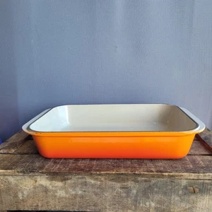 Le Creuset Cast Iron Oven Roasting Pan Orange Volcanic Size 40 cast iron VGC - Picture 1 of 17