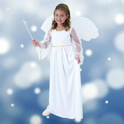 MAGICOO Engel Kostüm Kinder Mädchen mit Flügel Weiß Engelskostüm Kind Krippenspiel