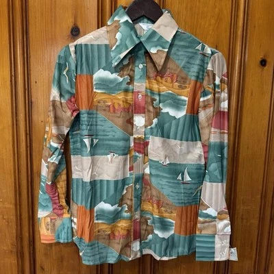 Camisa vintage años 70 Sears abotonada - nueva con etiquetas  Foto 1 de 4