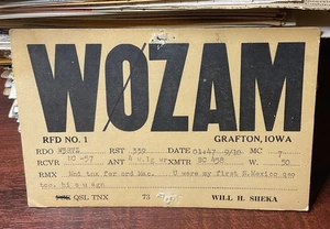 W0ZAM Grafton IOWA 1950 Ham Radioaficionado QSL Tarjeta Postal USADA Matasellada - Imagen 1 de 2