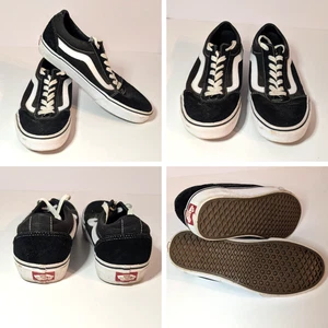 Mens Vans Old Skool Black White Canvas Suede Toe Lace Up Low Top Shoes Size 8.5 - Picture 1 of 11