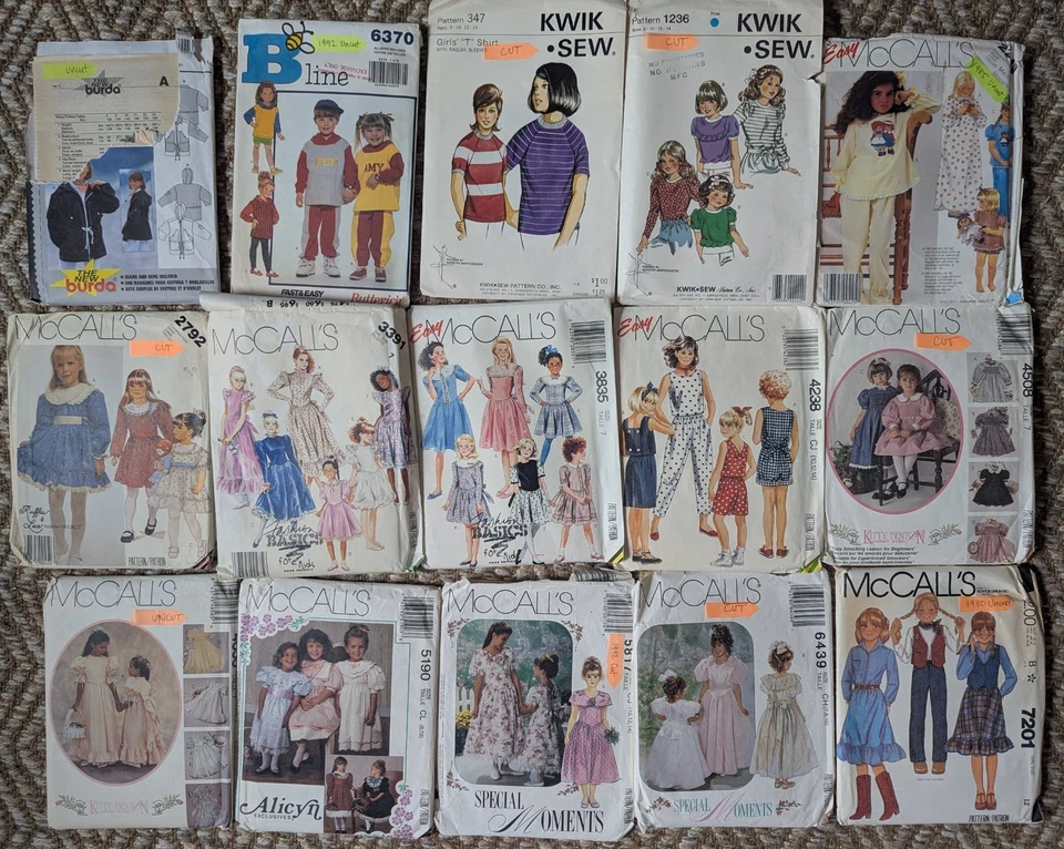 Lot of 15 Vintage Toddler Childrens Teens Sewing Patterns Kwik-Sew McCalls - Image 1 of 1