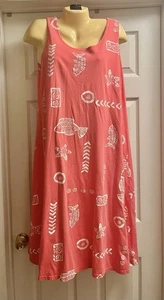Kisses & Hugs Kleid Damen XLarge Rosa Muscheln Baumwolle Hergestellt in den USA - Bild 1 von 4