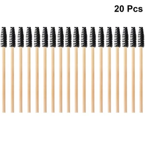 Cepillo de pestañas con mango de bambú 20 piezas peines para cejas suministros cosméticos - Imagen 1 de 12