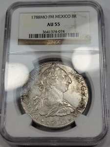 1788 Mo FM Mexiko Silber 8 Reales NGC AU55 tolle Details schöner Glanz *J451 - Bild 1 von 10