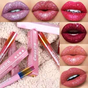 Diamond Shiny Glitter Liquid Lipstick Lip Gloss Waterproof Mirror Pearl Lip Tint - Picture 1 of 16
