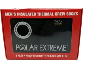 Polar Extreme Men's 2 Pair Thermal Insulated Fleece Crew Socks Black & Navy Blue - Picture 1 of 8