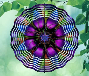 10" Bright Colorful Flower Hanging Wind Spinner Yard Decor 3D Kinetic rws-016 - Picture 1 of 2