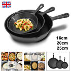 Cast Iron Skillet Set 3 Pre-Seasoned Non-Stick Omelette Durable Grill Frying Pan