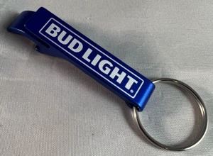 BUD LIGHT Beer Keychain Bottle Opener NEW Blue New England NFL Patriots Color - Picture 1 of 4