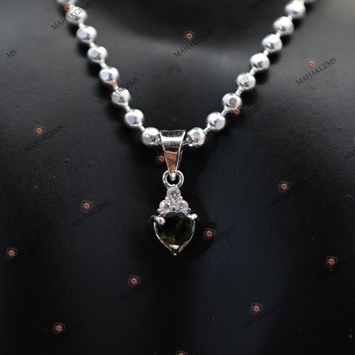 VETEMENTS Ciondolo Tormalina Verde Naturale Certificato 1g 92 5 Argento Massiccio Pietra Preziosa Elegante