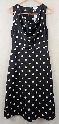 全新 J.Crew 尺寸 4 Cowlneck 连衣裙无袖背心黑白波点 1408 — 第 1/4 张图片