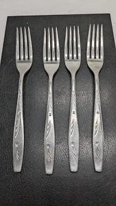 International Deluxe TONIGHT Pattern Atomic Starburst Set Of 4 Dinner Forks - Picture 1 of 4