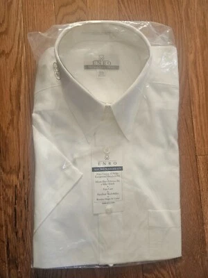 TALLA 15 1/2 16 34/35 ENRO Hombre Blanco Manga Corta Camisa de Vestir Lote #90 Foto 1 de 2