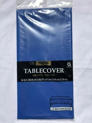 Amscan 54" x 108" Tablecloth Rectangular, Plastic Table Cover, Royal Blue - Image 1 of 2