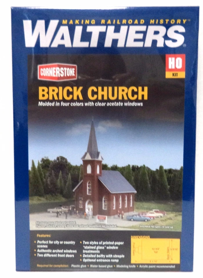 Walthers HO 933-3496 Brick Church Building Kit Dr7