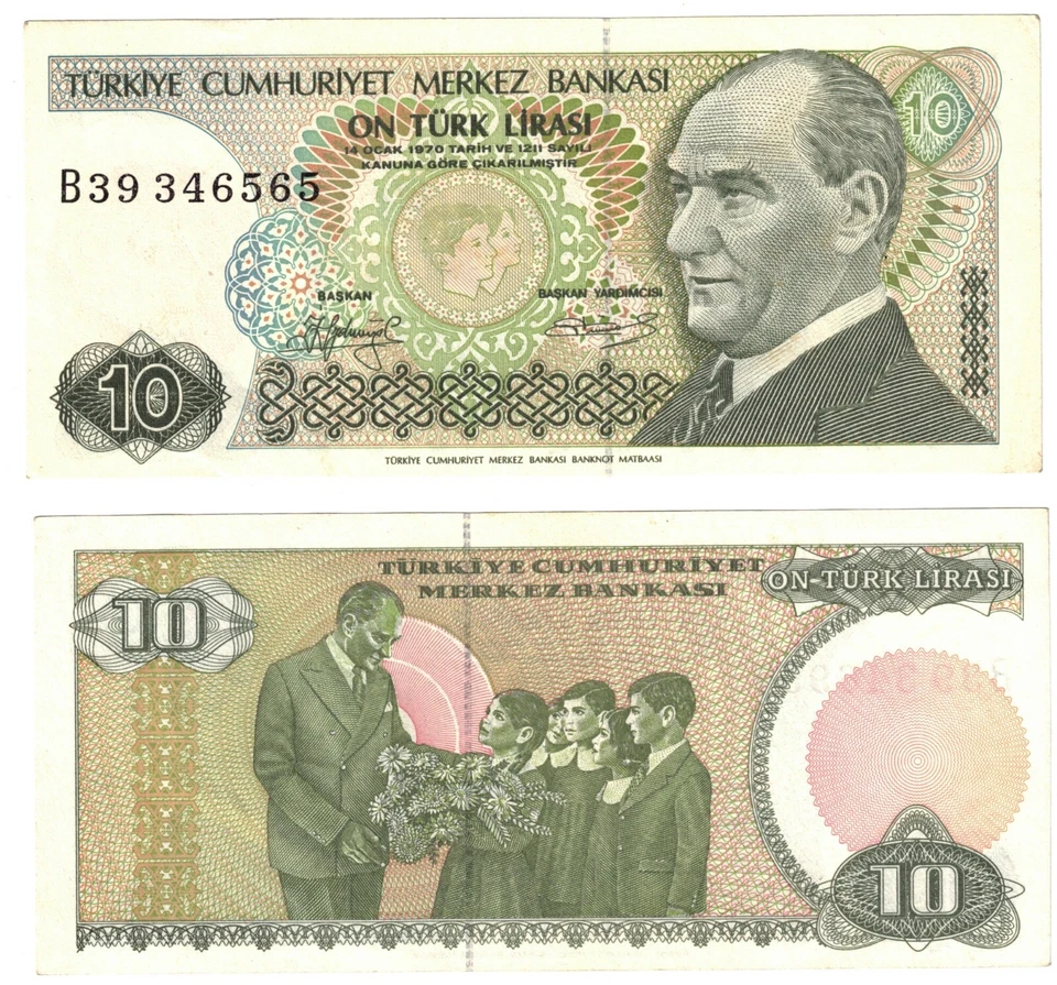 1970 (1979) Turkey P192 (2) 10 Turkish Lira Banknote XF+ - Image 1 of 1
