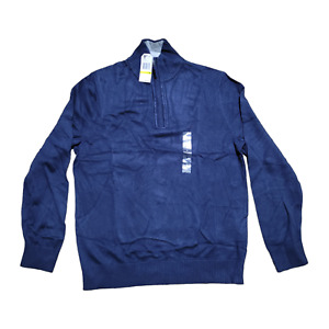 NWT Nautica Long Sleeve 1/4 Zip Pullover Sweater Blue Cotton Lightweight Men M