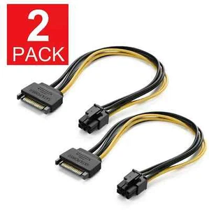 2x 15pin SATA Power to 6pin PCIe PCI-e PCI Express Adapter Cable for Video Card - Picture 1 of 5