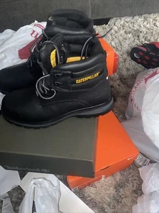 Caterpillar Men's Fairbanks Steel Toe Work Boots 6" Black Leather P91060 Sz 13 M - Picture 1 of 7