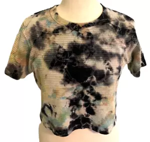 T-shirt maglietta Big Bud Press Honeycomb Waffle Knit crop top tinta unita taglia P oversize - Foto 1 di 7