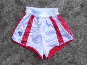 VINTAGE Short HEURTEFEU blanc rouge nylon made in France shinny 85 M rare - Picture 1 of 2