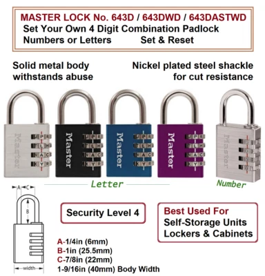 MASTER LOCK MASTERLOCK Combination Lock, Set Your Own Combination Padlock, Steel lock
