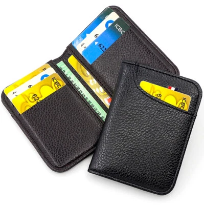 Mens Minimalist Slim Wallet Leather Credit Card Holder Bag Front Pocket Purse US - Image 1 of 4