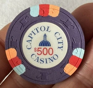 Vintage 1990s $500 CAPITOL CITY CASINO Card Room CHIP Sacramento CA Paulson #122 - Picture 1 of 4