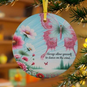 Stunning Butterfly-Inspired (Pink) Glass Ornament - Ideal Christmas Gifts - Picture 1 of 5