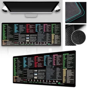 Excel Cheat Sheet Desk Mat with Excel Shortcuts Mouse Pad Keyboard Practical UK - Afbeelding 1 van 22
