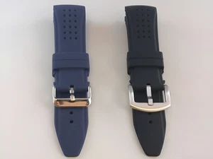 Cinturino tipo Nautica in silicone larghezza 24mm colori disponibili nero e blu - Picture 1 of 4