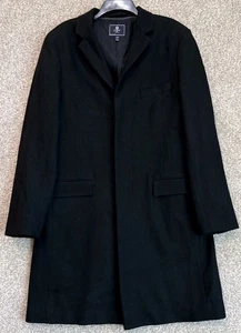J Crew Wollmantel Herren Größe 42R Schwarz Topcoat Gefüttert Elegant Knopfleiste Jacke Neu mit Etikett - Bild 1 von 14