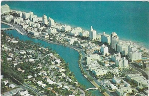 Postal vintage cromada Florida Miami Beach hoteles brillantes Fontainebleau - Imagen 1 de 2
