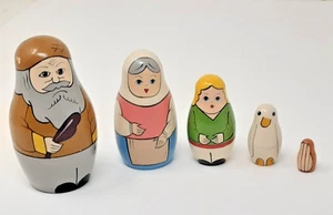 Vintage russische Holz verschachtelte Puppen 5-teiliges Set handbemalt - Bild 1 von 14