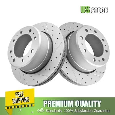 Rotores de freno de disco traseros perforados y ranurados para Dodge Ram 2500 3500 8 orejetas Foto 1 de 4