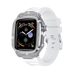 Diamond Metal Steel Case FKM Band For Apple Watch 10 9 8 7 6 SE 5 4 46/45/44mm - Picture 1 of 14