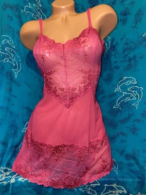 Wacoal 814191 Embrace Sexy Sheer Hot Pink Lace Chemise Slip Lingerie Gown XL - Image 1 of 4