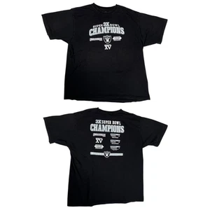 Camicia Vintage Oakland Raiders Uomo 2XL Nera NFL Reebok Super Bowl Champions Y2K - Foto 1 di 11