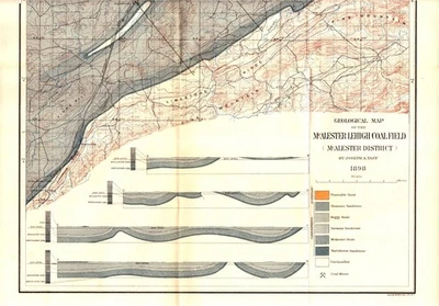Geological Map – McAlester–Lehigh Coal Field - Oklahoma - Indian Territory, 1899 - Image 1 of 3