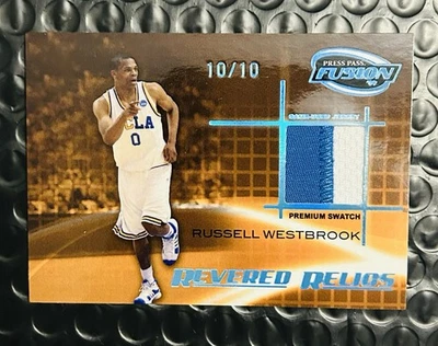 2009 PRESS PASS #RR-RW FUSION RUSSELL WESTBROOK RELICS PLATINUM GW /10 PATCH - Image 1 of 2