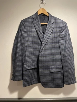 Scuderi X Loro Piana Mens Jacket 40R Linen Wool Green Blue Black Checked Italy - Image 1 of 4