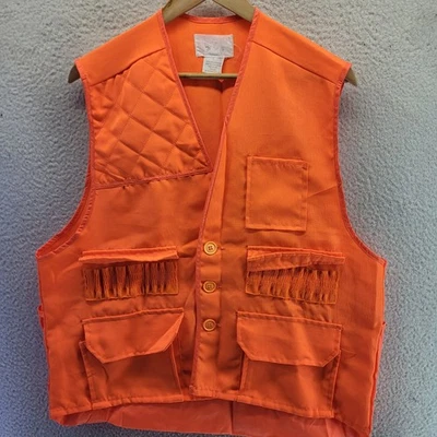 Vintage Duck Bay Vest Adult Orange Large Blaze Button Shot Gun Shooting Hunting - Image 1 of 4