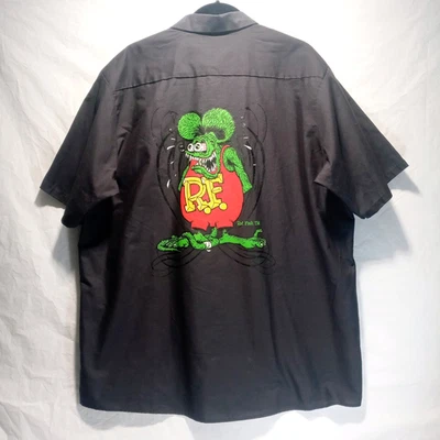 Camisa Rat Fink Para Hombre 2XL Gris Estilo Mecánico Abotonada - Gorra Roja Foto 1 de 4