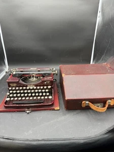 Vtg 1930s Royal Model P Manual Portable Typewriter Red Duotone W/ Case - Picture 1 of 11