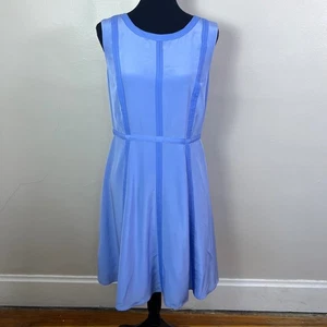 Talbots Silk Dress Sleeveless A-Line Panel Detail Blue Size 8 - Picture 1 of 8