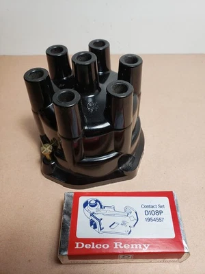 Delco-Remy DR438T Cap & D108P Points -6 Cylinder- Many Makes and Models OEM NOS - Image 1 of 3