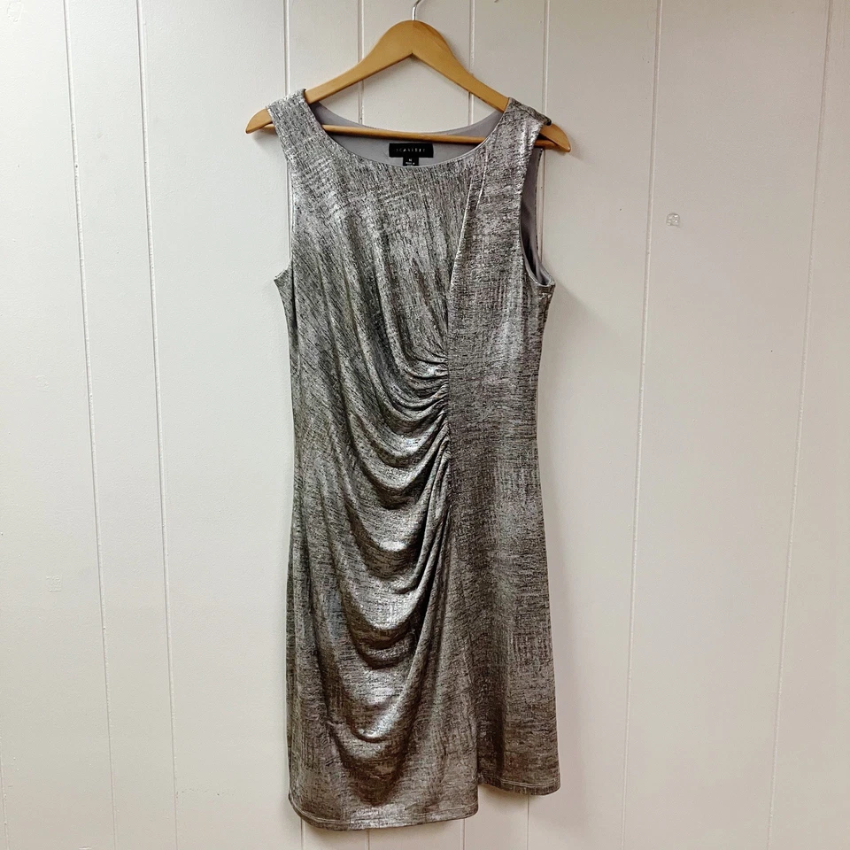 Vtg Y2k Holiday Formal Party Metallic Shimmery Ruched Dress SZ 14 Cocktail - Image 1 of 4